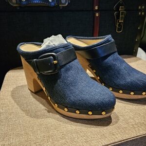 Veronica Beard Studded Accents Mules Denim. Excellent condition. Cut Wide. EU 39